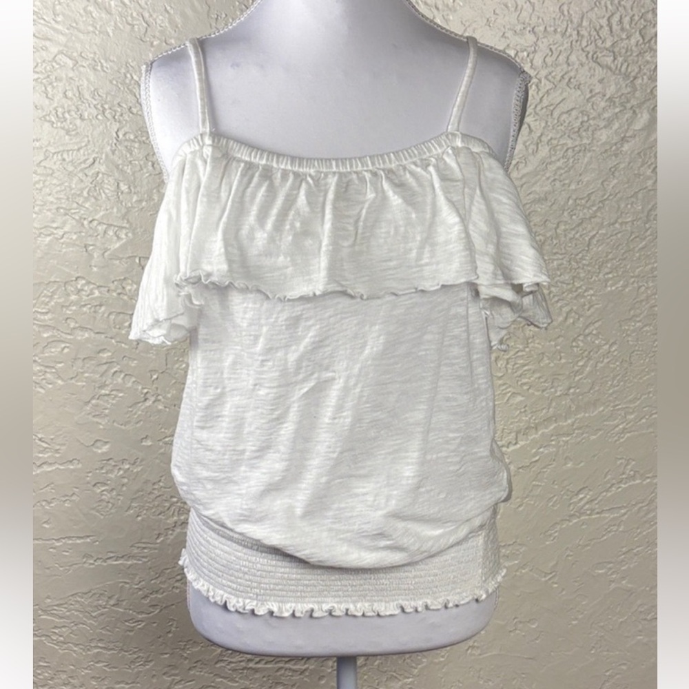 NWOT INC International Concepts White Ruffle Camisole
